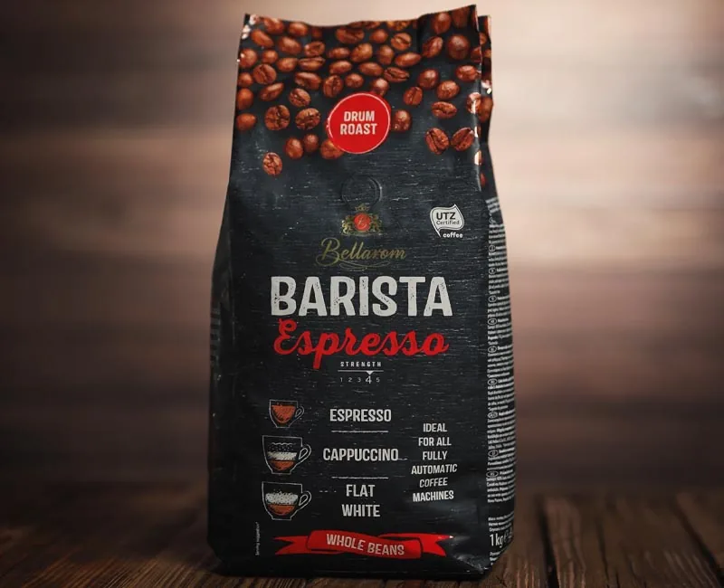 Opakowanie kawy Bellarom Barista Espresso – kadr z filmu produktowego